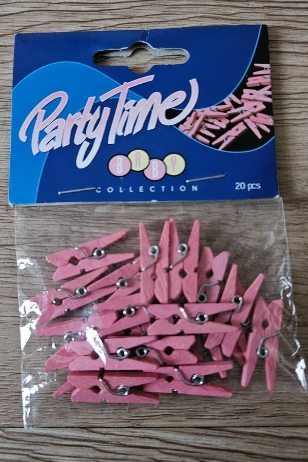 20 roze mini wasknijpers - Party Time Baby Collection, Roze, Overige thema's, Onbekend, Nieuw
