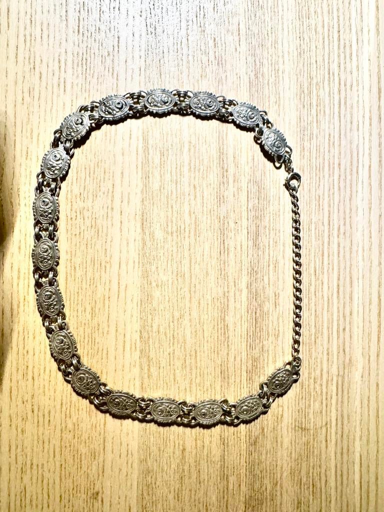Vintage Sterling Ketting met Gedetailleerde Schakels, Sieraden, Tassen en Uiterlijk, Kettingen, Ophalen of Verzenden, Gebruikt