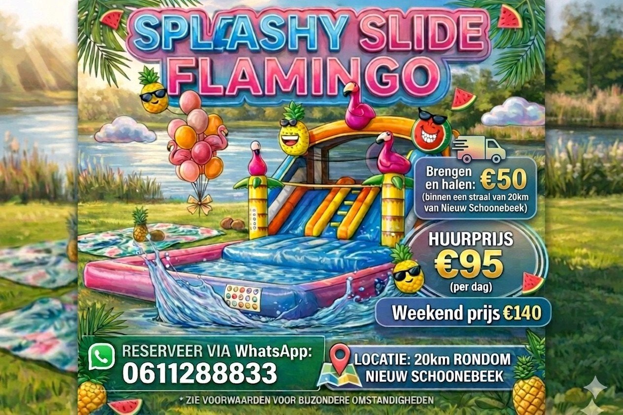 Splashy Slide Flamingo waterglijbaan met zwembadje, Ophalen of Verzenden, Zo goed als nieuw