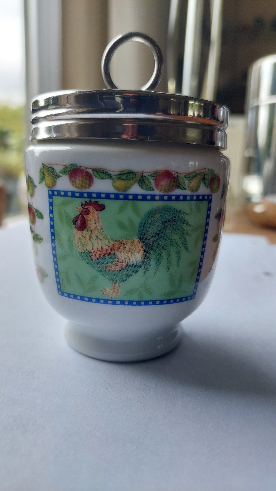 Grote Worcester Eggcoddler met  Hanen decor, Overige merken, Verzenden, Keramiek, Vintage
