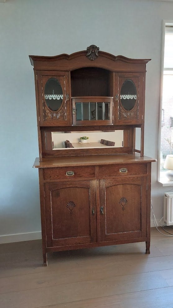 ANTIEK EIKEN KABINETKAST, Huis en Inrichting, Ophalen, Minder dan 50 cm, Gebruikt, Eikenhout