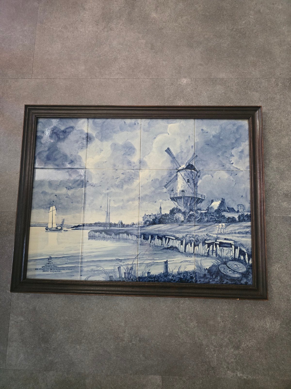 Delfts Blauw Tegeltableau Windmolen 50x85 cm, Ophalen of Verzenden