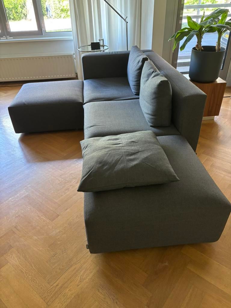 Minotti braque 2-zitsbank met 2 poefen, Huis en Inrichting, Ophalen, Gebruikt, 150 tot 200 cm, Tweepersoons