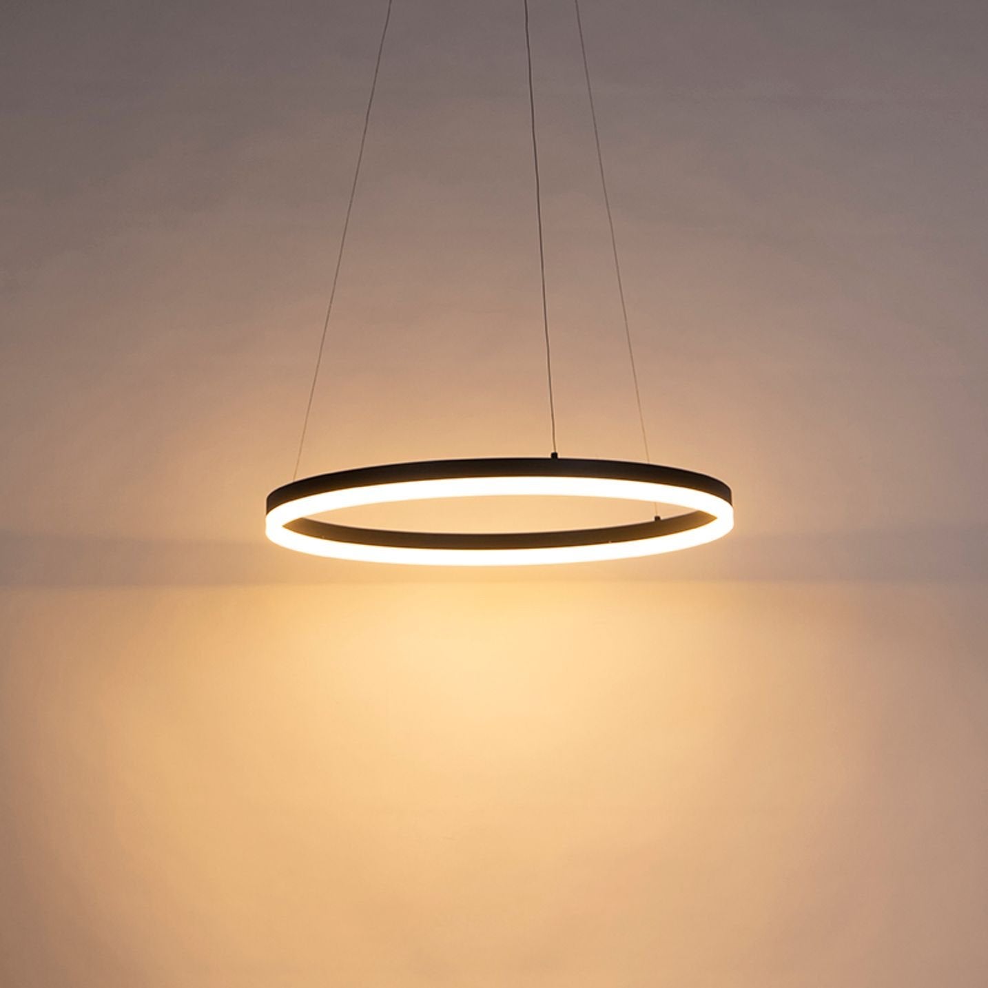 Anello LED Hanglamp Zwart 60cm - 3-staps dimbaar, Ophalen, Nieuw, Metaal, Overige fittingen
