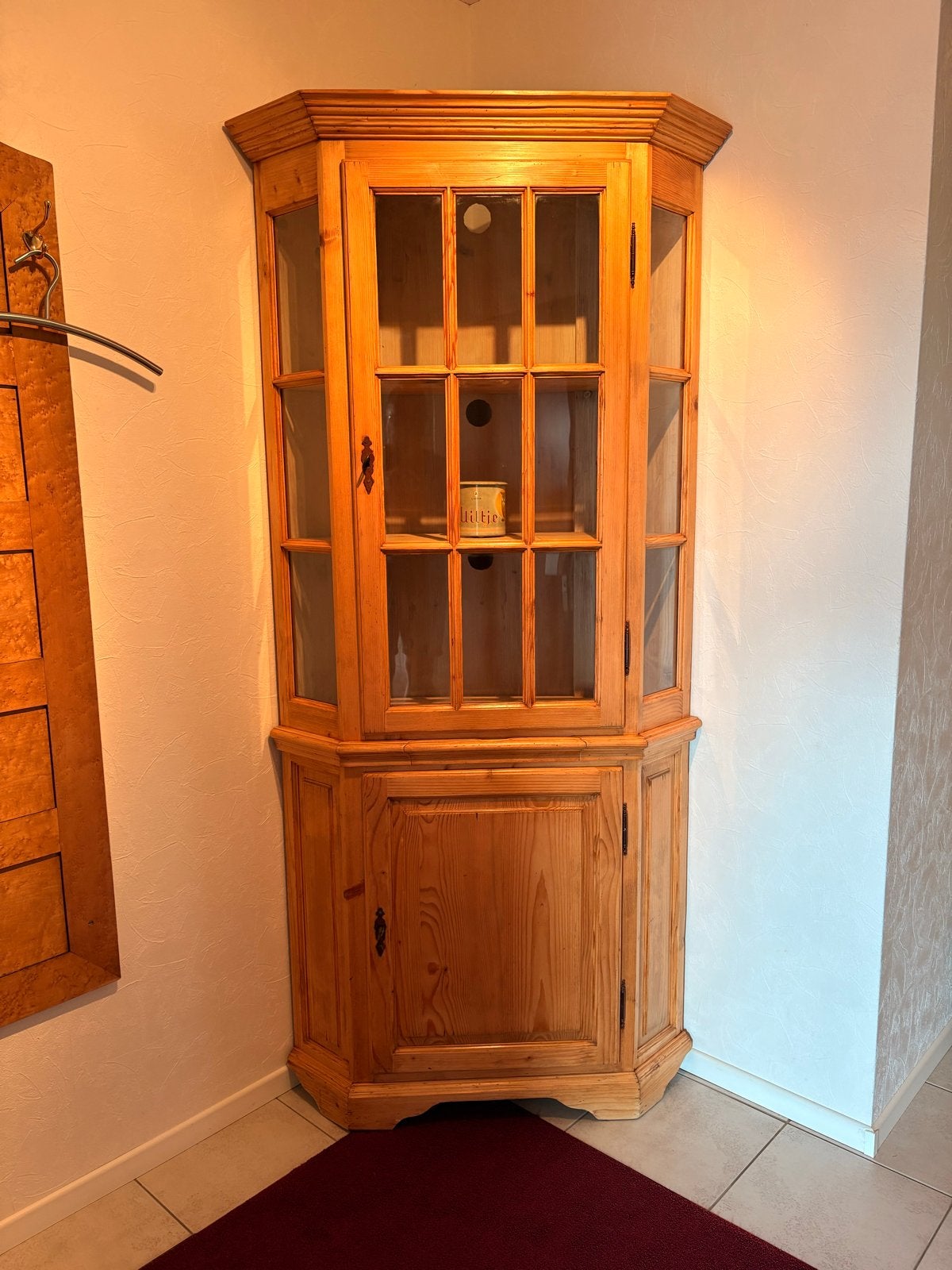 Prachtige grenen vitrine drankkast hoek model, Huis en Inrichting, Kasten | Vitrinekasten, Ophalen, Gebruikt, 200 cm of meer, 50 tot 100 cm