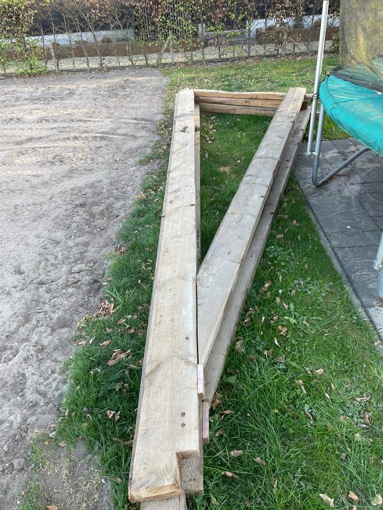 4 gebruikte houten spanten, Doe-het-zelf en Verbouw, Hout en Planken, Ophalen, Gebruikt, Grenen, Balk