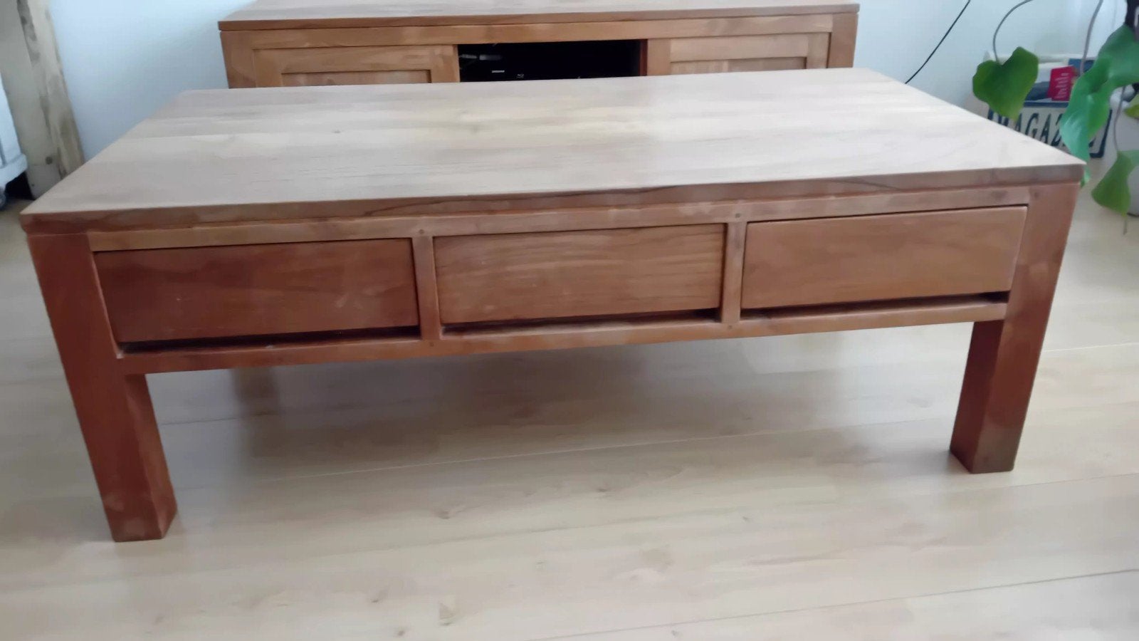 Mooie teak- houten salontafel, in zeer goede staat, Ophalen, 100 tot 150 cm, 50 tot 100 cm, Zo goed als nieuw