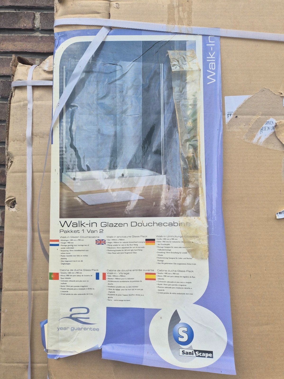 Nieuwe Sani Scape Walk-in Glazen Douchecabine, Ophalen, Nieuw, Douche