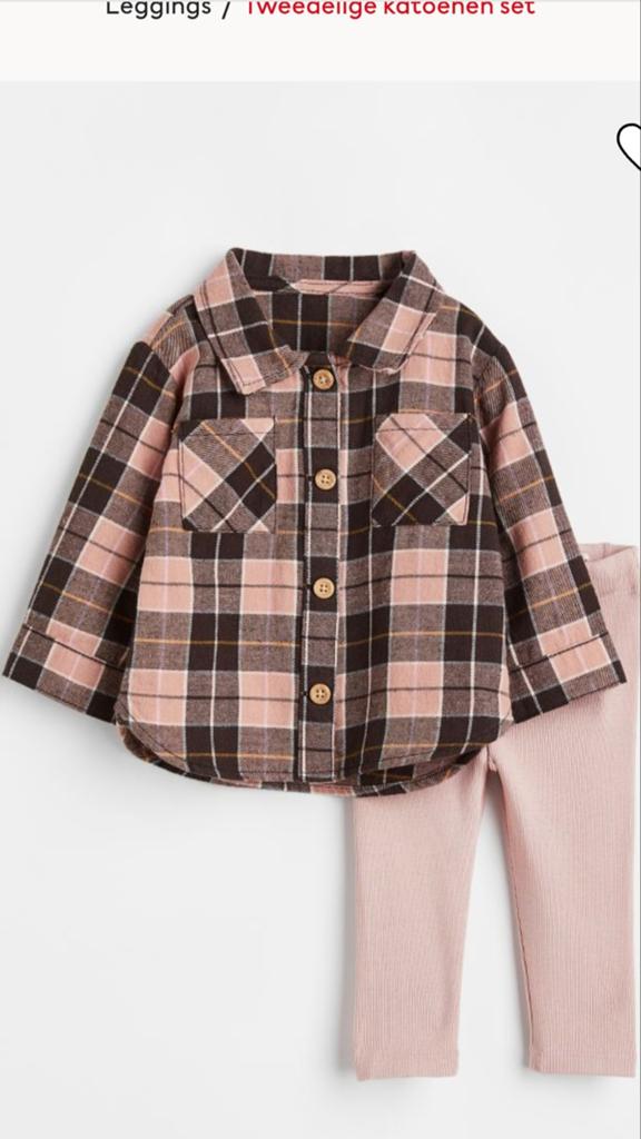 Flanel ruitjes blouse en legging 68 cowgirl, Meisje, H&M, Ophalen of Verzenden, Zo goed als nieuw