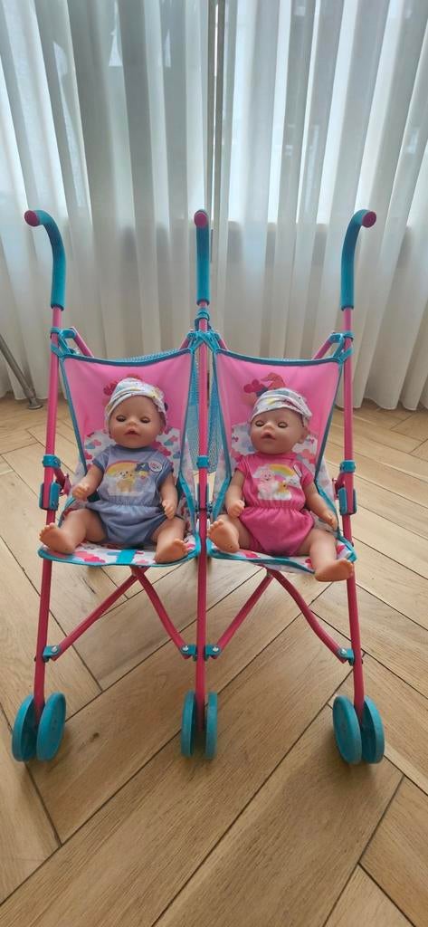 Baby born klein met dubbele buggie, Kinderen en Baby's, Speelgoed | Poppen, Ophalen, Babypop