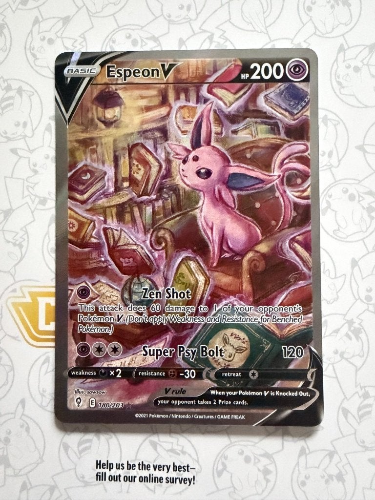 Pokemon Espeon V (EVS 180) Evolving Skies NM, Ophalen, Nieuw, Losse kaart