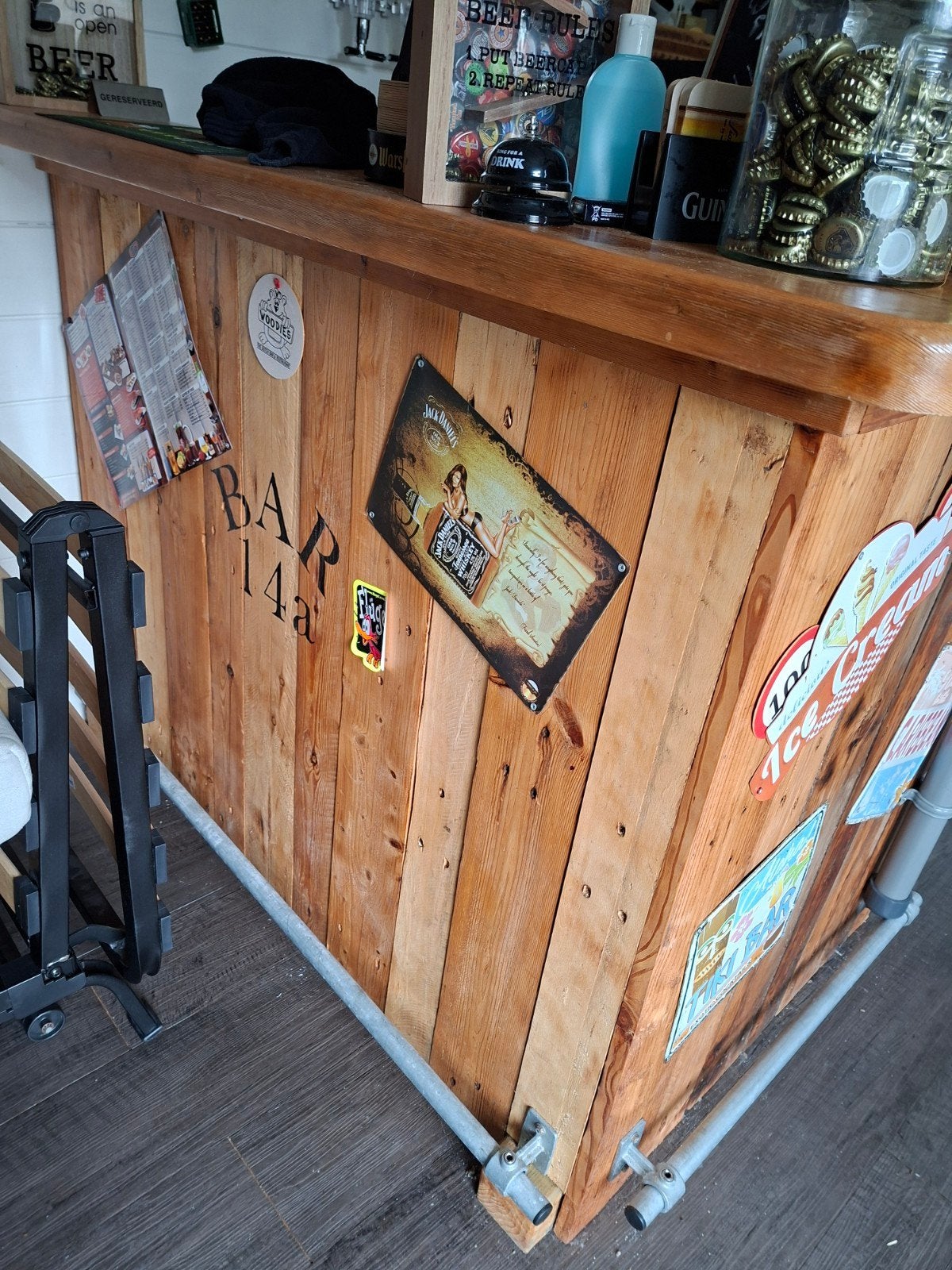 Mooie houten bar met verlichting, Ophalen, Gebruikt