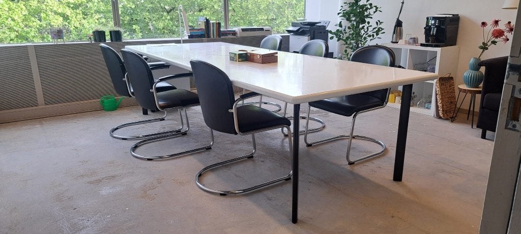 6 Dutch Originals Gispen 413 Vergaderstoelen | Set, Huis en Inrichting, Stoelen, Ophalen, Gebruikt, Zwart, Design, modern