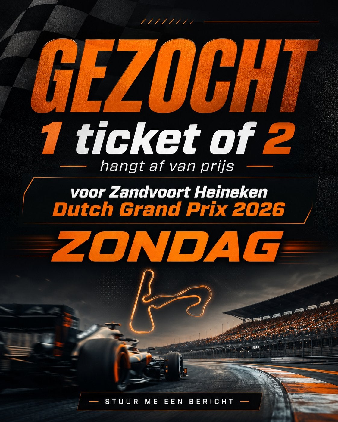 GEZOCHT: 1 of 2 tickets Dutch Grand Prix Zandvoort 2026, Ophalen, Zo goed als nieuw