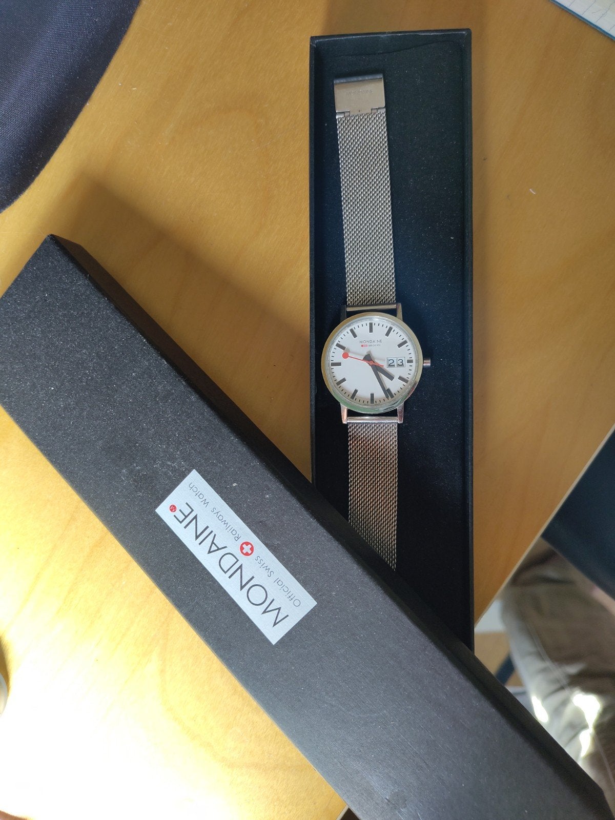 Mondaine 30314 Zwitserse stationsklok SBB CFF Big Date, Overige merken, Staal, Staal, Polshorloge