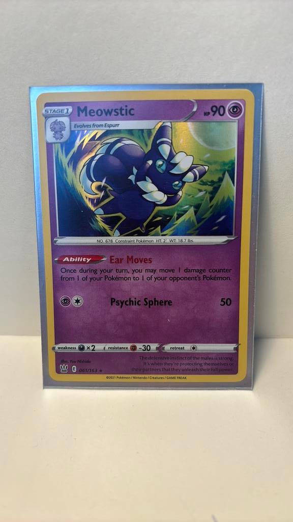 Meowstic 061/163 Battle styles holo pokemon kaart, Ophalen of Verzenden, Nieuw