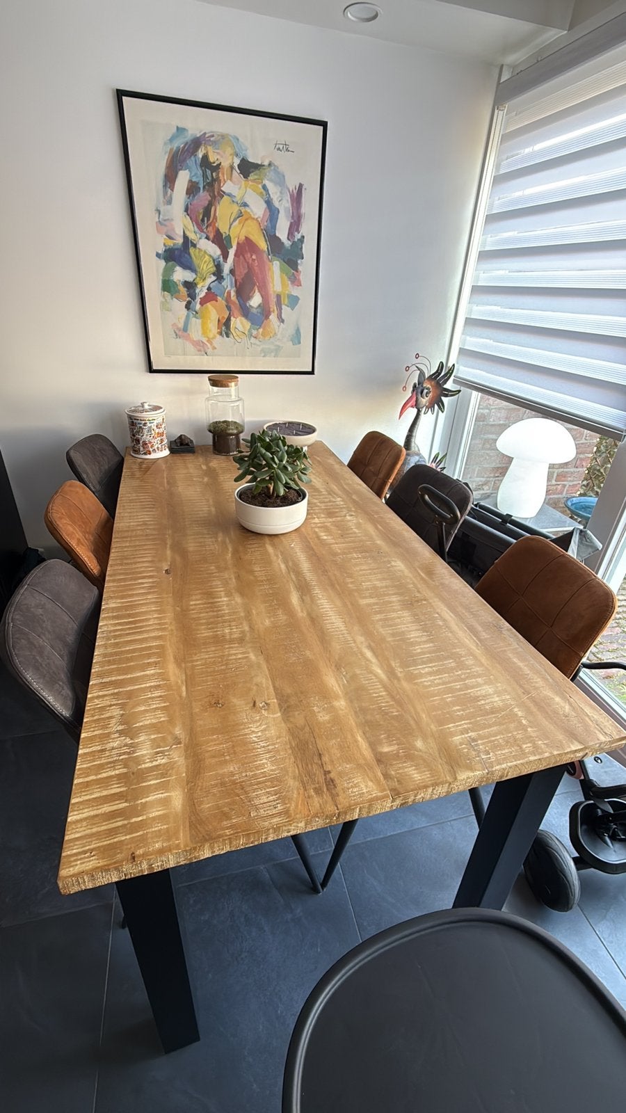 Eettafel + 6 stoelen, 50 tot 100 cm, Zo goed als nieuw, Vijf personen of meer, 150 tot 200 cm