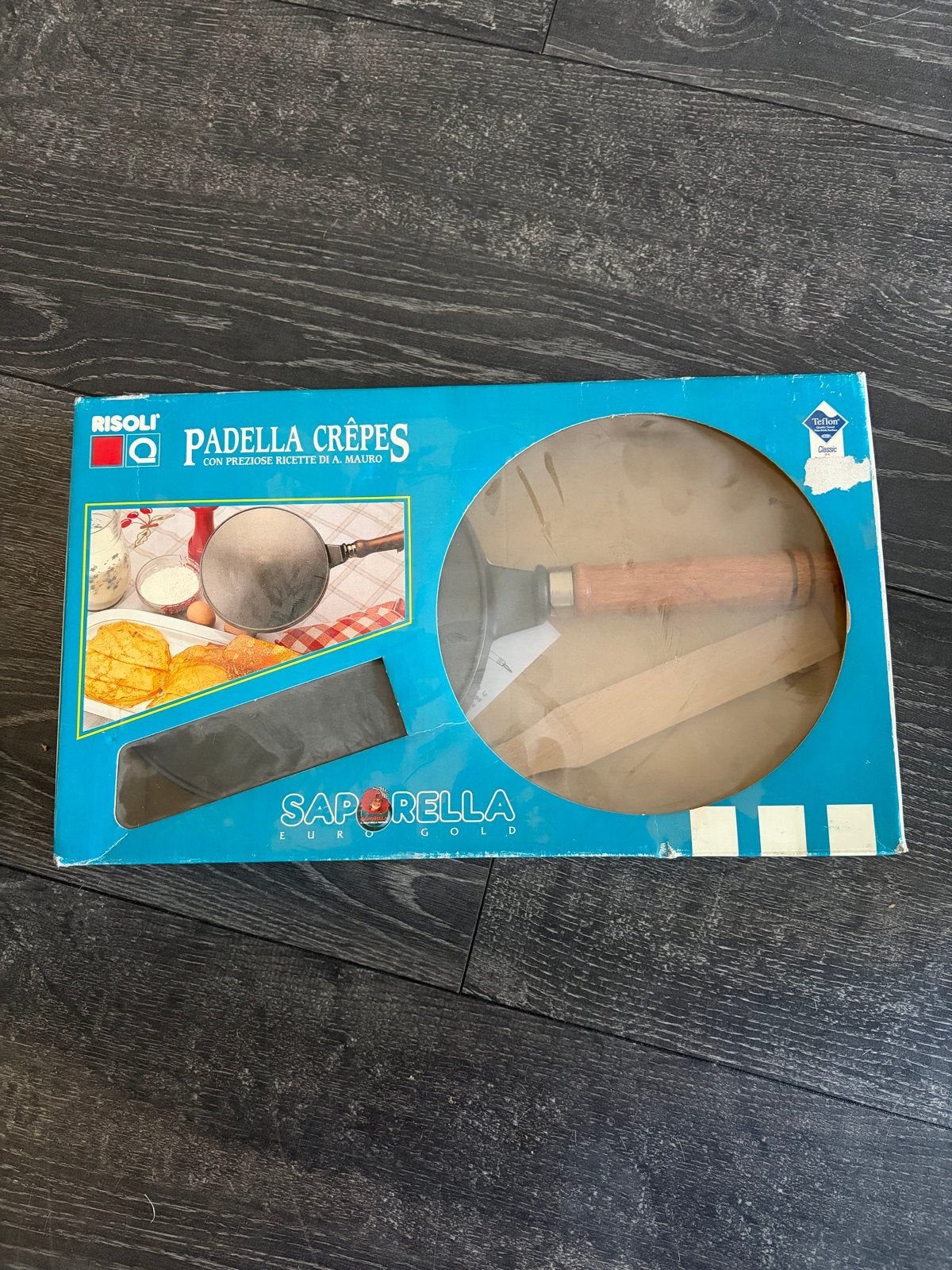 Risoli Padella Crêpes Pan - Crêpepan met houten spatel, Overige typen, Nieuw, Ophalen of Verzenden, Zwart
