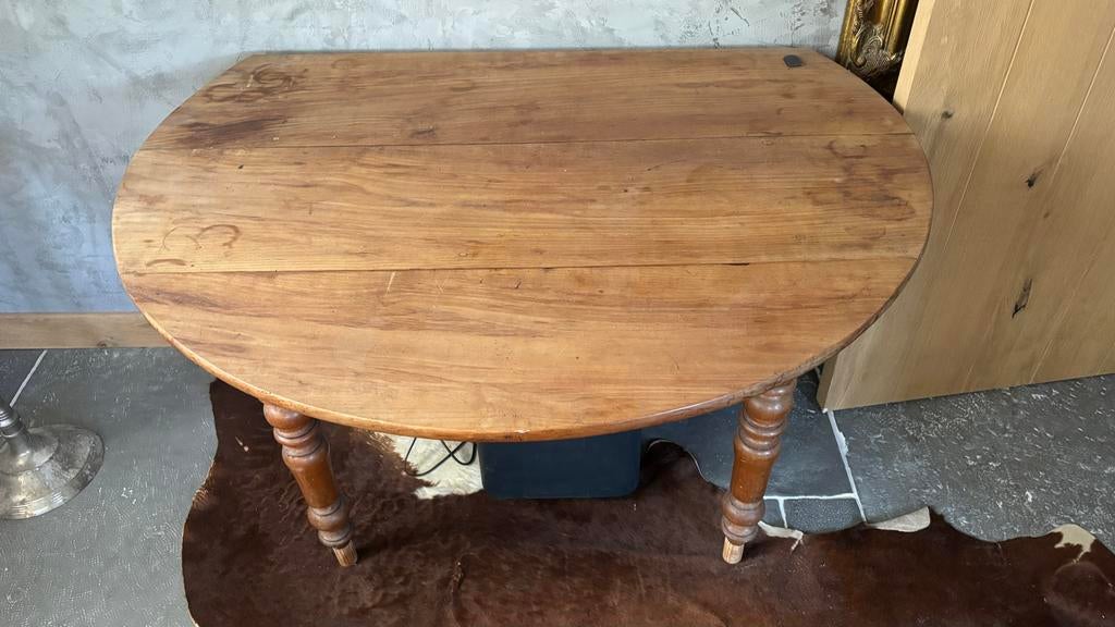 Antieke houten klaptafel - ronde eettafel 117 CM diameter, Ophalen