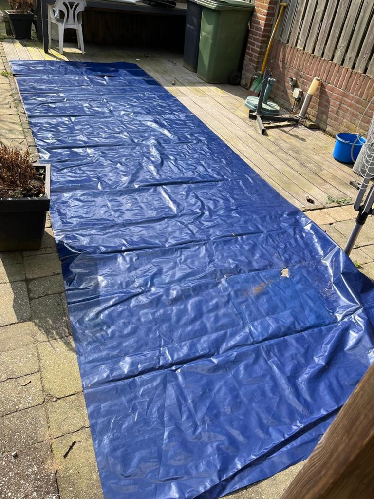 Groot blauw zeil - Ideaal voor afdekken of bescherming, Ophalen of Verzenden, Gebruikt, 15 m² of meer, Zeil
