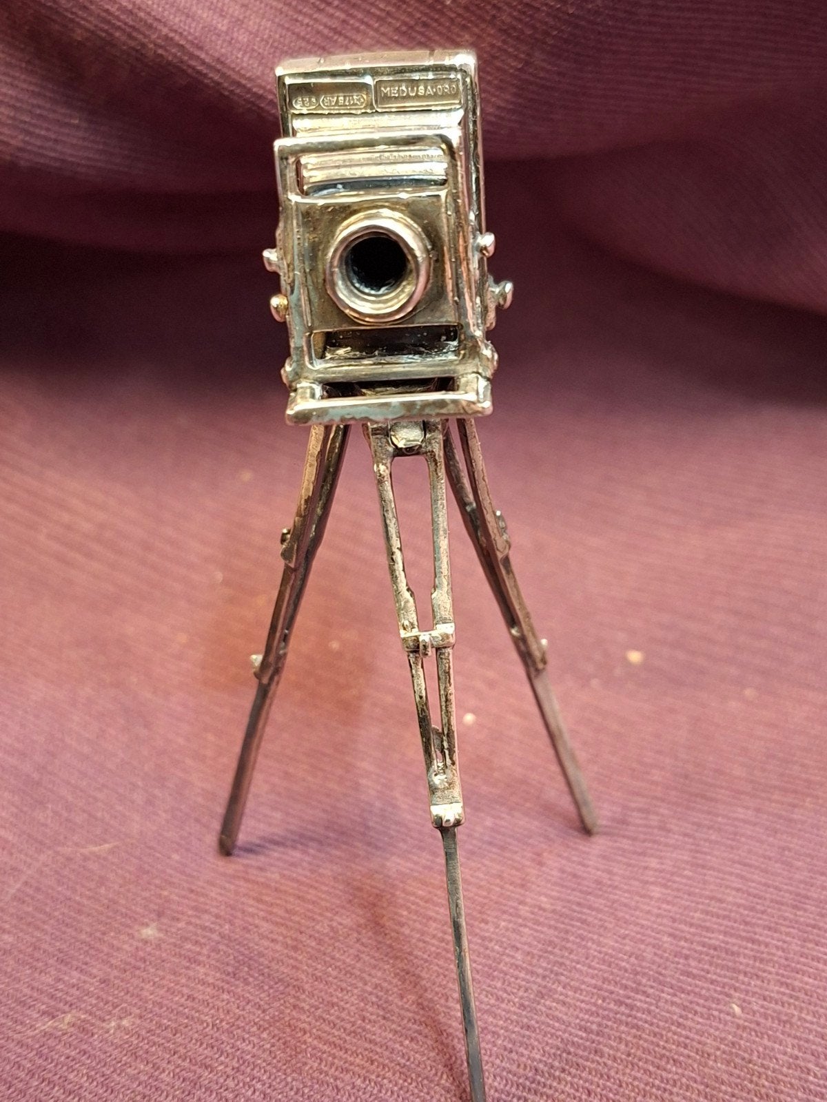 Sterling Zilver 925 Miniatuur Balgcamera Medusa Oro, Ophalen of Verzenden, Zilver