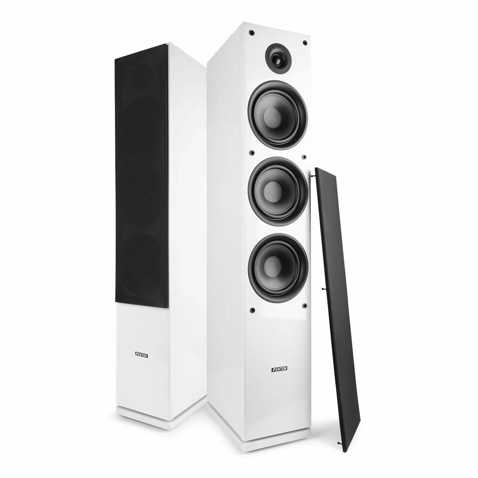 Fenton SHF80W HiFi Vloerstaande Luidsprekers 2x - Wit, Vloerstaande luidspreker, Zo goed als nieuw, 60 tot 120 watt, Ophalen