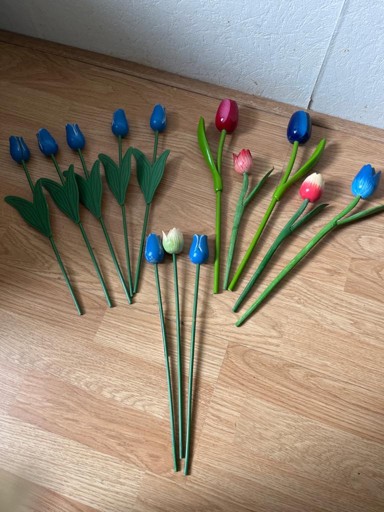 Decoratieve houten tulpen, diverse kleuren, Ophalen, Binnen, Gebruikt, Kunstbloem