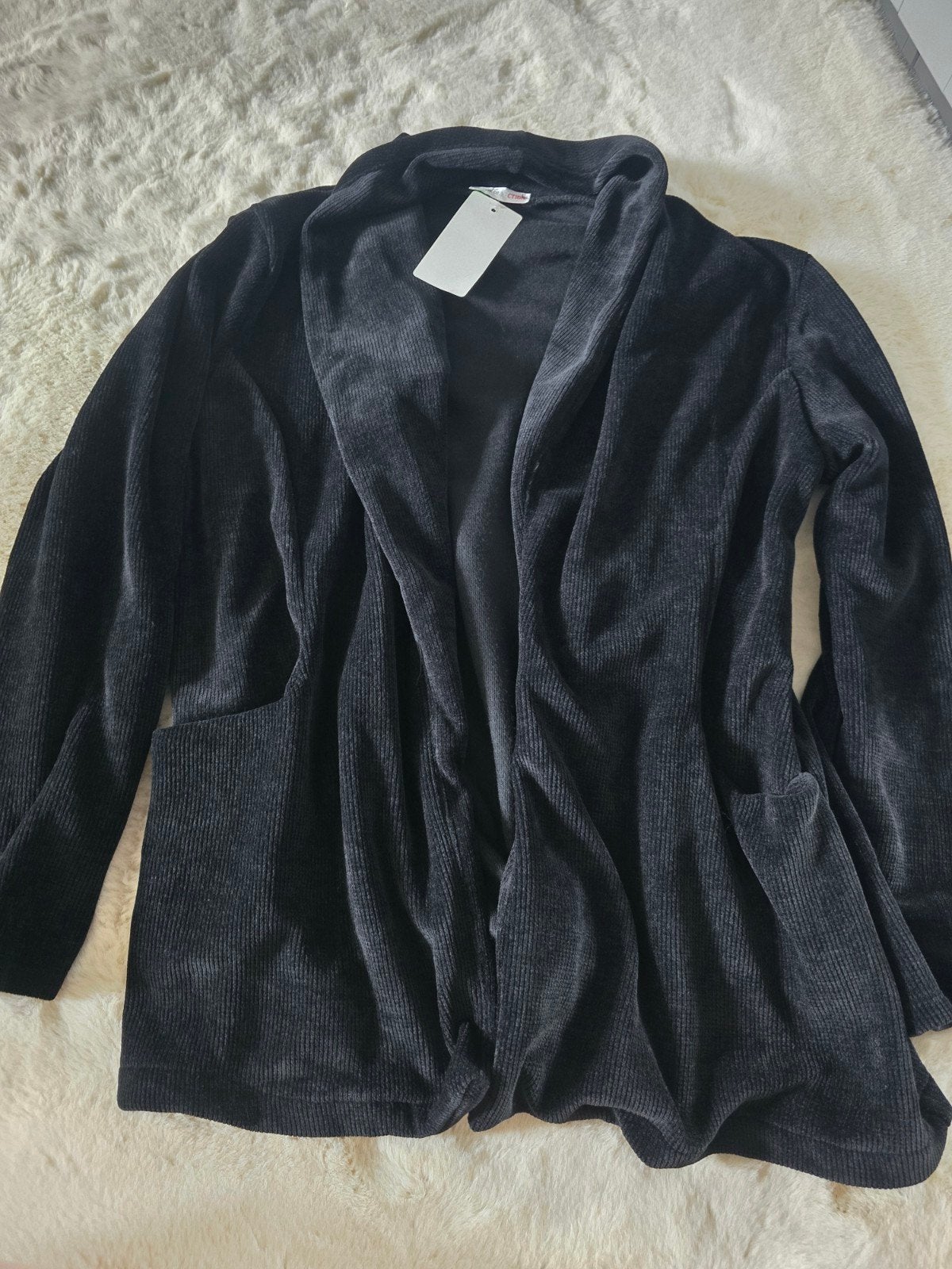Nieuw zwart ribfluwelen vest/jasje, Maat 38/40 (M), Verzenden, Zwart, Nieuw