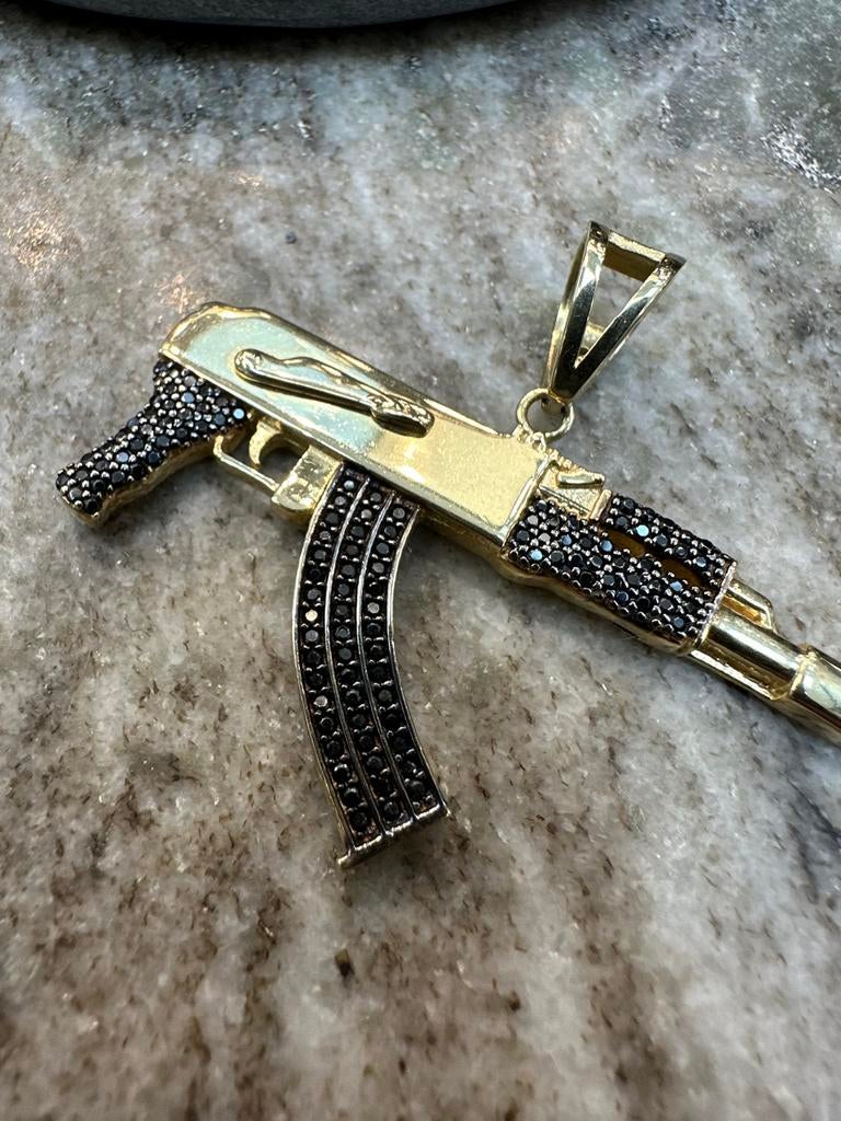 14k Gouden AK-47 Hanger met Onyx Stenen, Ophalen of Verzenden, Nieuw, Goud