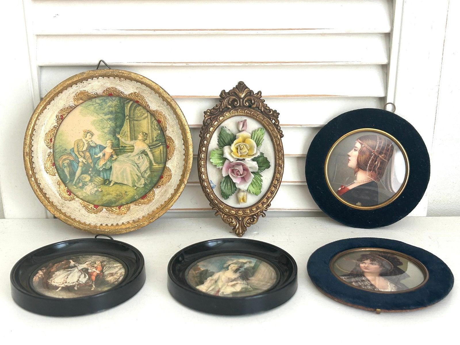 Zes vintage brocante schilderijtjes, Antiek en Kunst, Ophalen