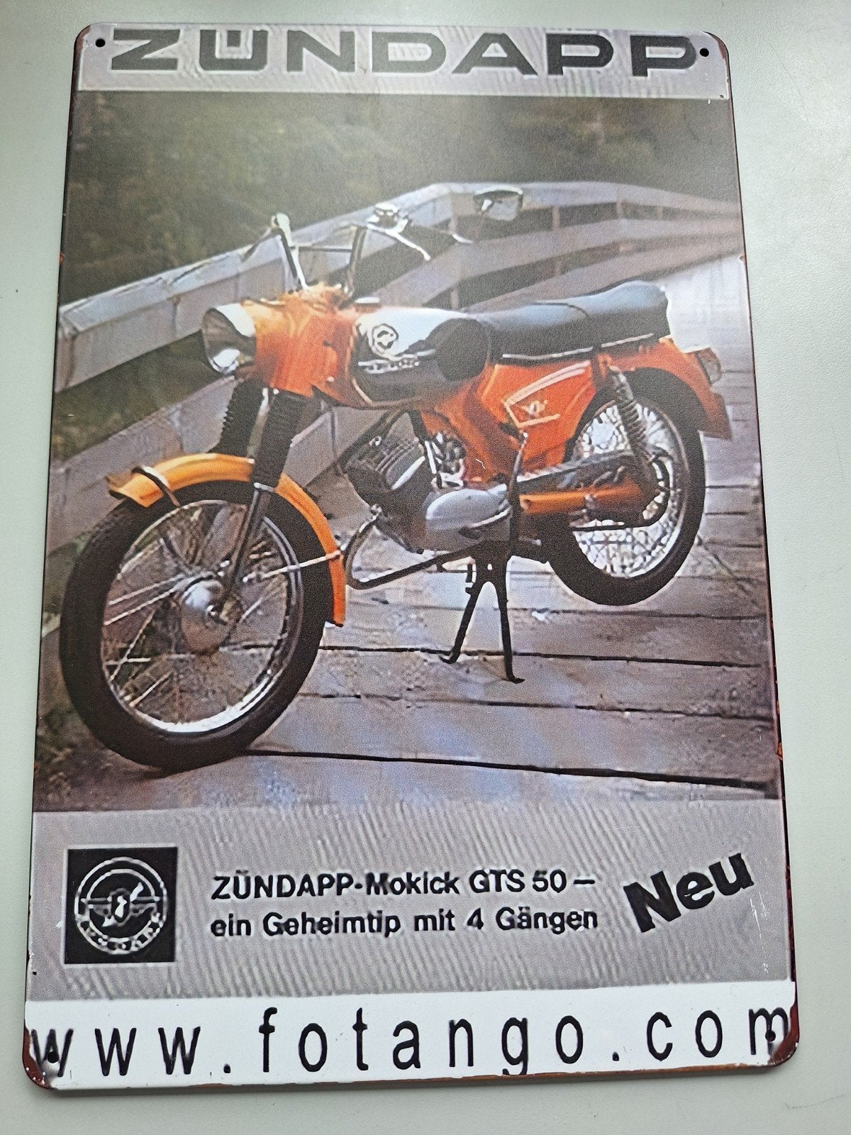 Zündapp Mokick GTS 50 Reclamebord - Nieuwstaat, Ophalen of Verzenden, Nieuw, Overige typen