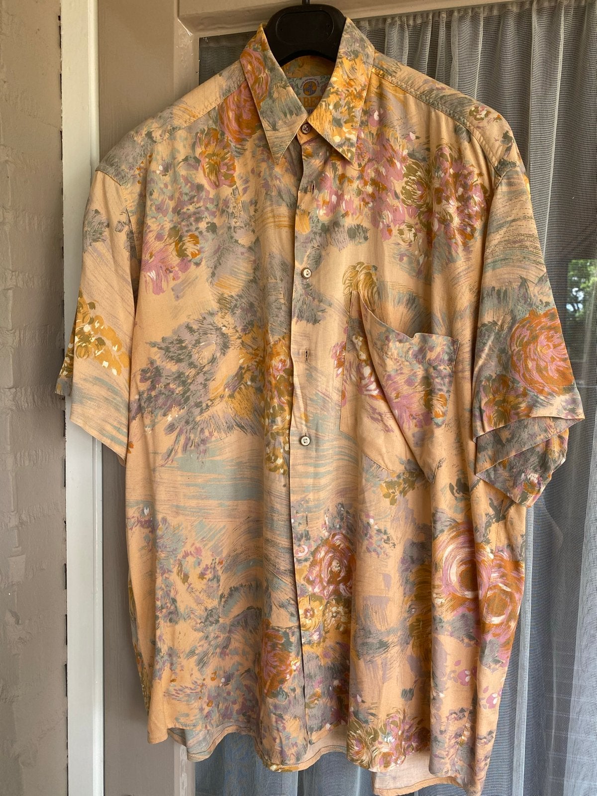 Scabetti Herenoverhemd met Bloemenprint - Maat 4 Vintage, Ophalen of Verzenden, Zo goed als nieuw, Meerkleurig, Overige halswijdtes