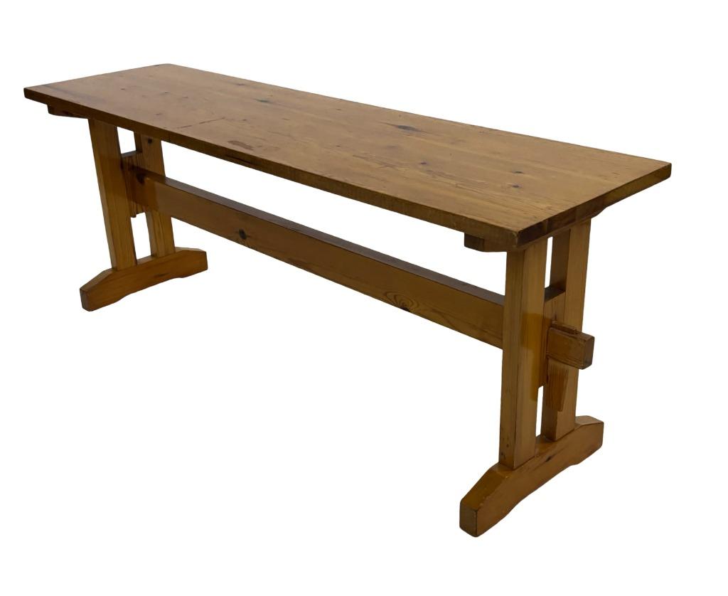 Vintage Scandinavische grenenhouten bankje jaren 60, Vintage, Tweepersoons, 75 tot 100 cm, Zo goed als nieuw