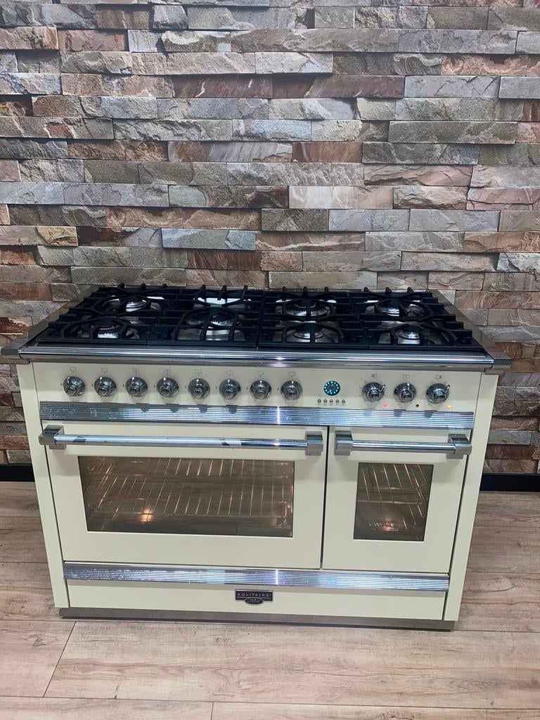 Luxe Solitaire Ascot Fornuis creme 8 pits 2 ovens 120 cm, Witgoed en Apparatuur, Gebruikt, 60 cm of meer, Ophalen of Verzenden