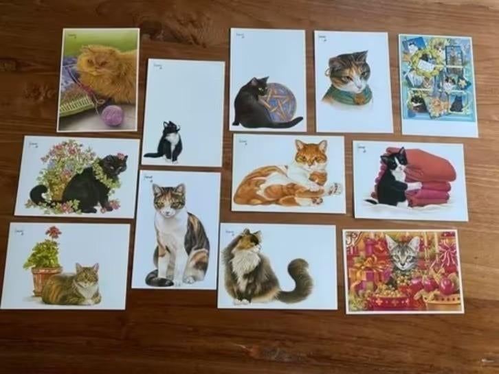 12 ansichtkaarten van francien’s katten, Verzamelen, Ophalen of Verzenden, 1980 tot heden, Ongelopen, Overige thema's