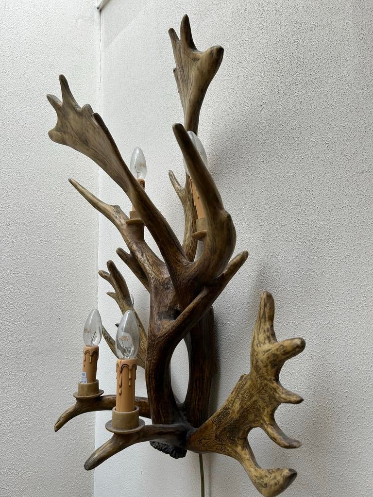 Unieke Gewei Wandlamp, Ophalen, Gebruikt, Hout