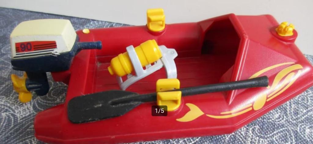 vintage Playmobiel bootje rood met assescoires, Ophalen of Verzenden, Gebruikt, Los playmobil