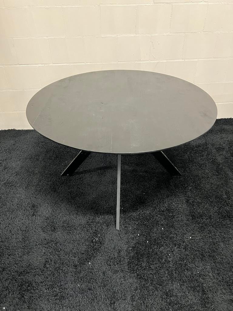 Eettafel rond zwart 130cm mangohout, Huis en Inrichting, Info@savoireinteriors.com, 100 tot 150 cm, Rond, Ophalen of Verzenden