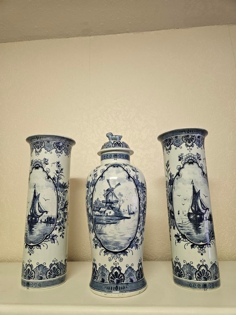 Delfts Blauw Kaststel - 3 Delig, Antiek en Kunst, Ophalen of Verzenden