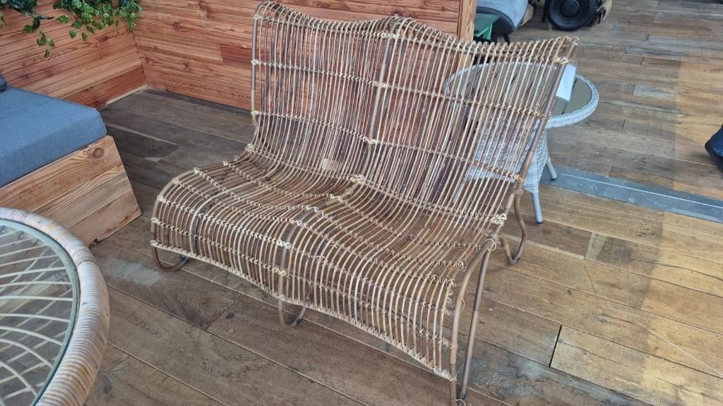 Rotan 2-Zits Bankje – Bohemian / Ibiza Stijl, Tuin en Terras, Tuinsets en Loungesets, Rotan, Nieuw, Loungeset, Bank