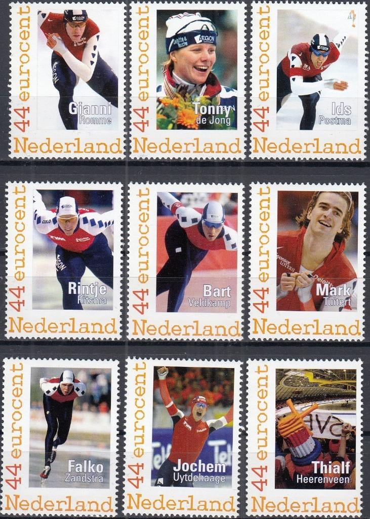 Nederland- 2009- Nederland Schaatsland- 9 x Schaatsen- P, Ophalen of Verzenden, Na 1940, Postfris