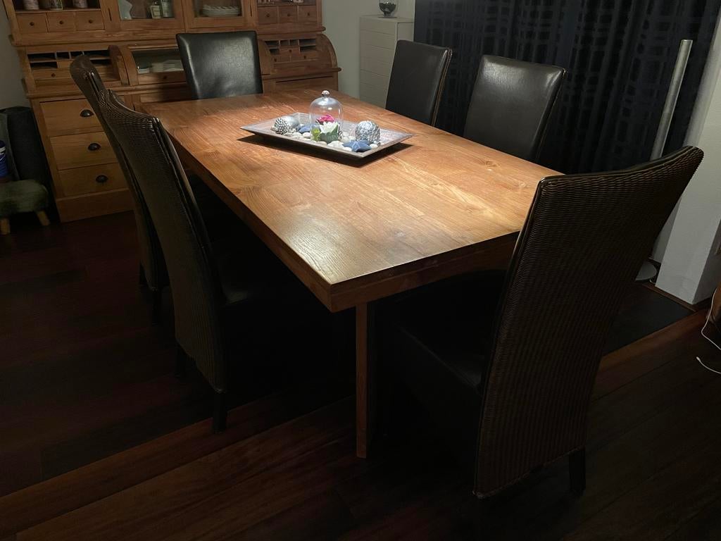 Teakhouten eettafel - Zeer solide-, Ophalen, Teakhout, 50 tot 100 cm, Zo goed als nieuw