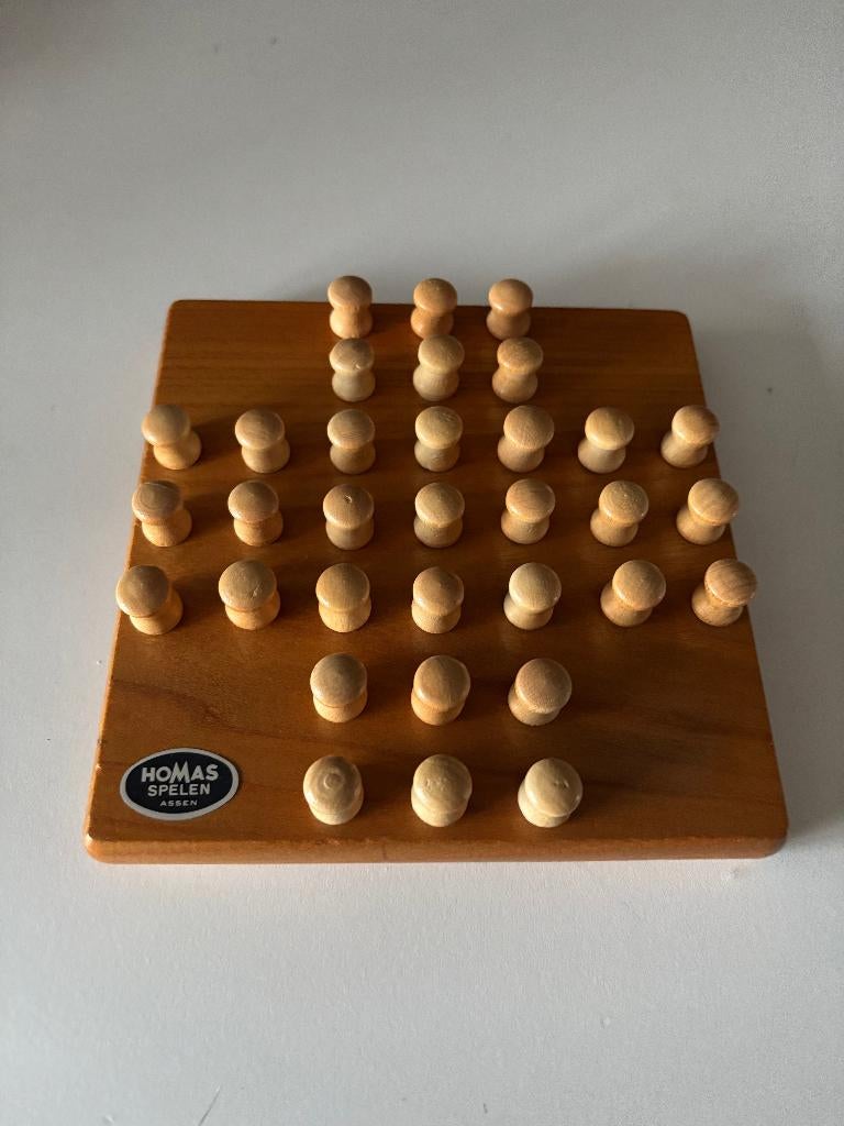 Vintage houten solitaire spel (Homas Assen), Hobby en Vrije tijd, Gezelschapsspellen | Bordspellen, Ophalen of Verzenden, Gebruikt