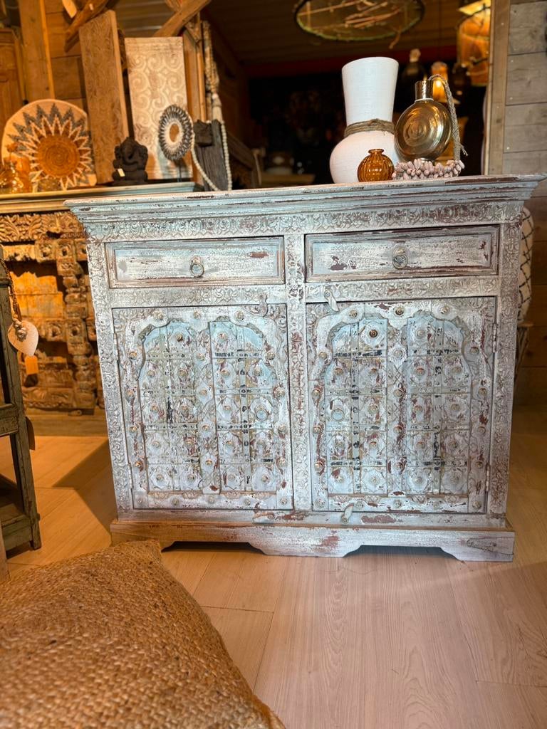 Gaaf India/Ibiza style dressoir, Huis en Inrichting, Kasten | Dressoirs, Ophalen, Nieuw, 25 tot 50 cm