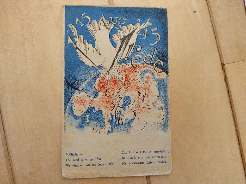 ansicht Vrede augustus 1945, Verzamelen, Ansichtkaarten | Themakaarten, Ophalen of Verzenden, 1940 tot 1960, Gelopen