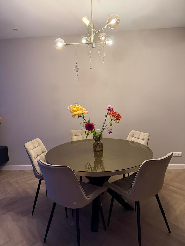 Eettafel rond, Huis en Inrichting, Tafels | Eettafels, Ophalen, Zo goed als nieuw, Rond, 100 tot 150 cm