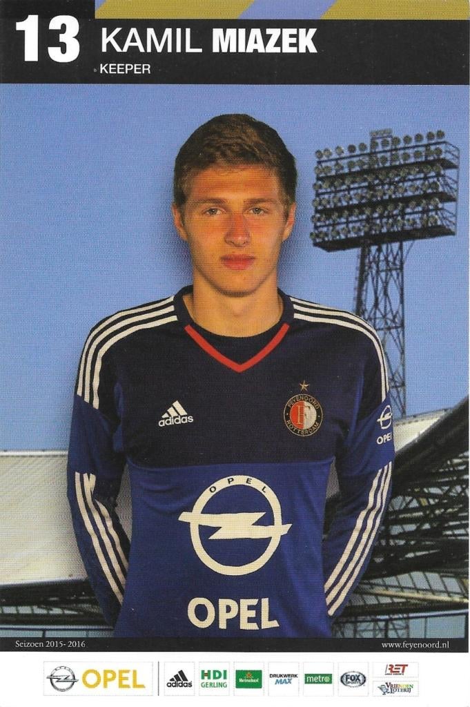 2015-2016 fotokaart Feyenoord - Miazek, Kamil, Ophalen of Verzenden, Zo goed als nieuw, Feyenoord