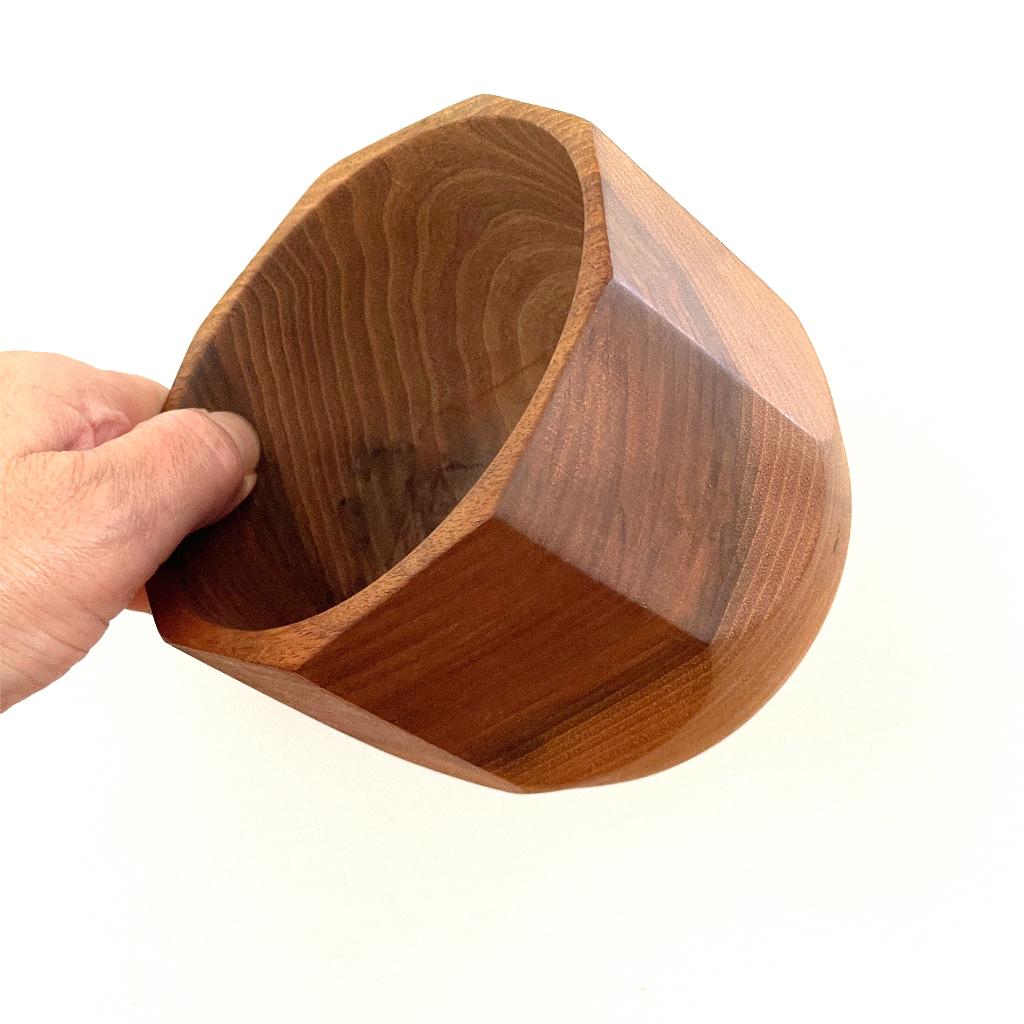 bijzondere vintage houten BLOEMPOT walnoothout Mid Century, Ophalen of Verzenden, Gebruikt