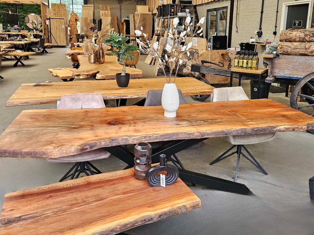 Eettafel | Boomstamtafel | Boomstammeubels | Handgemaakt, Vijf personen of meer, Rechthoekig, Nieuw, 200 cm of meer