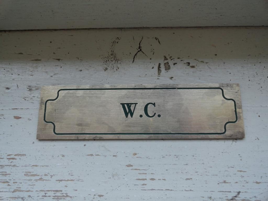 WC plaatje, koper, antiek, wc bordje, Antiek en Kunst, Ophalen of Verzenden
